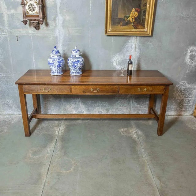 Tall Oak Historic Refectory Table, 1920s For Sale - Image 9 of 11