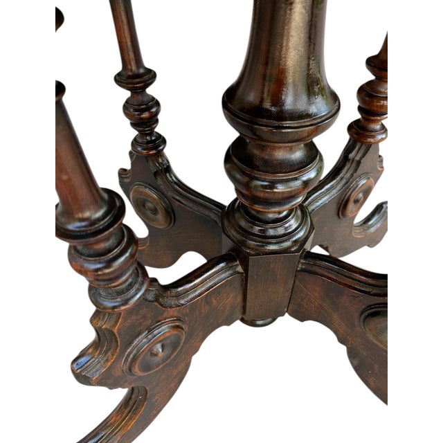 Antique Renaissance Revival Walnut Parlor TableWith White Marble Top For Sale - Image 11 of 18