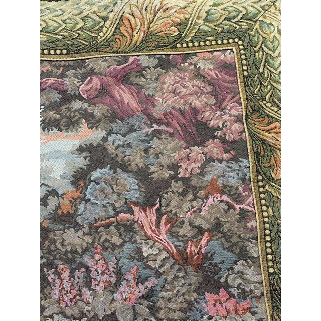 Vintage French Jacquard Verdure Tapestry in the style of Aubusson, 1970s For Sale - Image 9 of 18