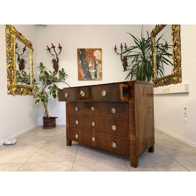 Wood Antique Biedermeier Writing Desk in Walnut For Sale - Image 7 of 18