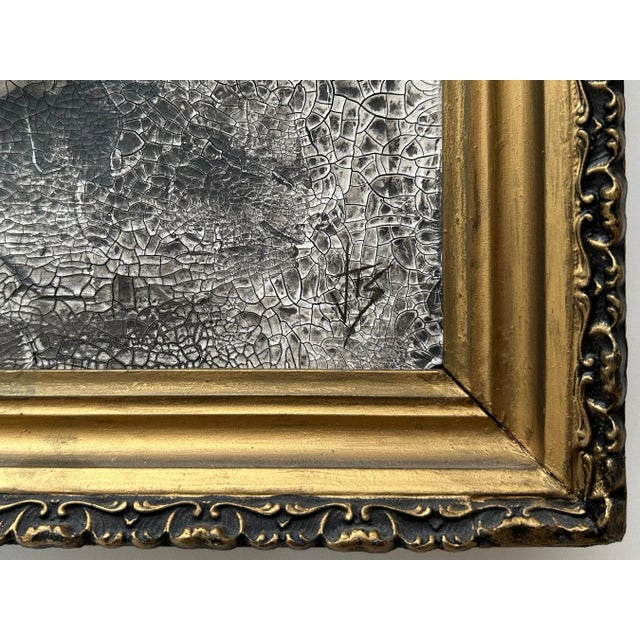 Abstract "Rhino" Black Abstract Art in Antique Frame, Black Textured Transitional Wall Art by JTS For Sale - Image 3 of 11