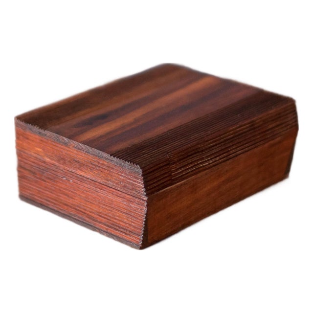 Abstract Vintage Fluted Mahogany Studio Craft Jewelry Box Organizer For Sale