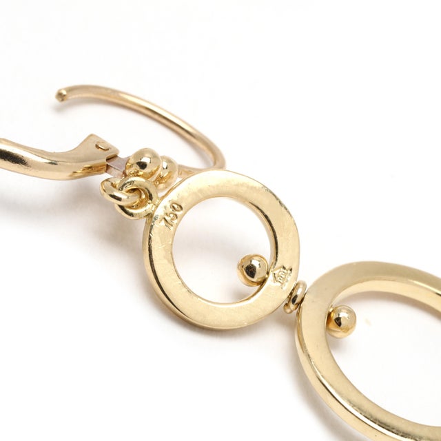 Temple St. Clair Circle Dangle Earrings, 18k Yellow Gold, Length 1.75 In, A Pair For Sale - Image 4 of 4