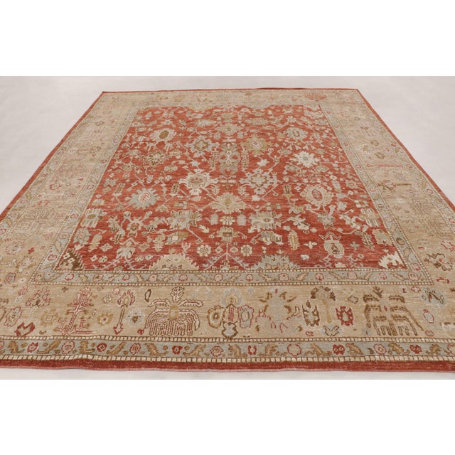 Hand-knotted in wool and natural silk, this oversized 12x14 contemporary Oushak rug from Rug & Kilim’s Modern Classics...