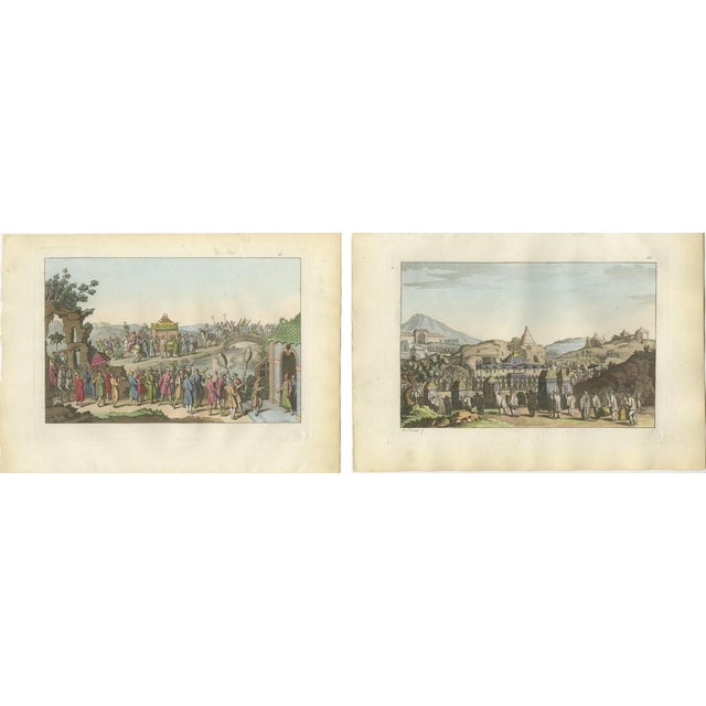 Chinese Ceremonial Processions, Hand-Colored Engravings from Ferrario, 1815 These two hand-colored copperplate engravings...