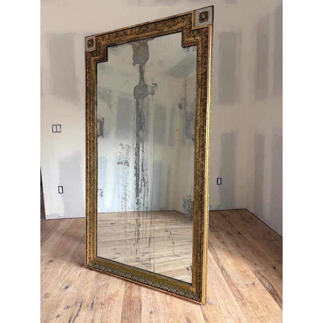 Antique French Louis XVI Directoire Giltwood Mirror With Aged Mercury Glass For Sale - Image 10 of 10