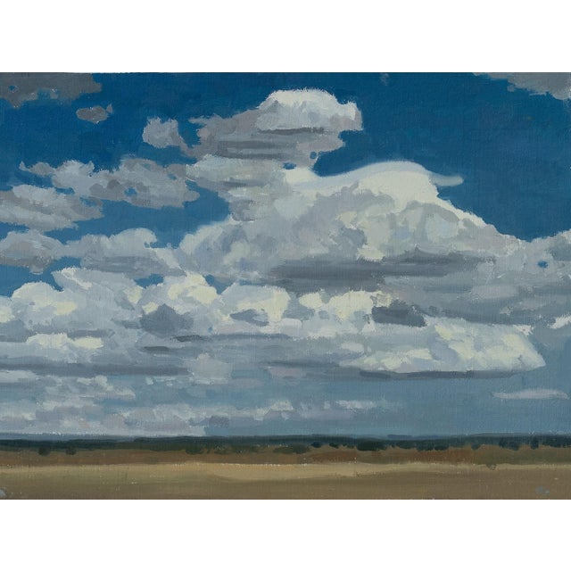 "Gathering Form Study" is an oil on mounted linen landscape painting by Michael Magrin, completed in 2026. White cumulus...