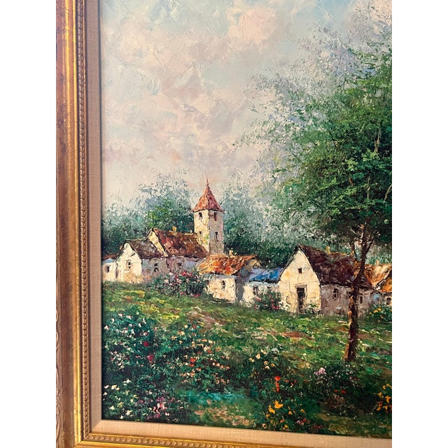 1950s Original European Village Landscape Oil on Canvas Painting - Signed Theo Rauscher For Sale - Image 5 of 11