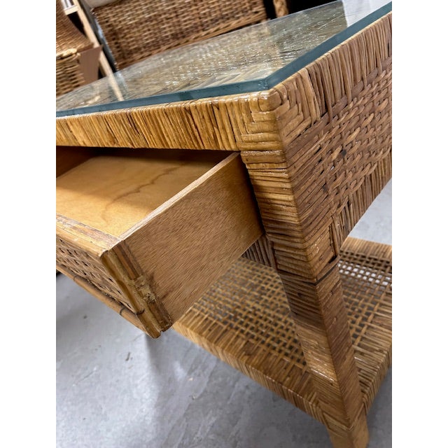 Vintage Cane Rattan Woven Nightstands, a Pair For Sale - Image 10 of 14