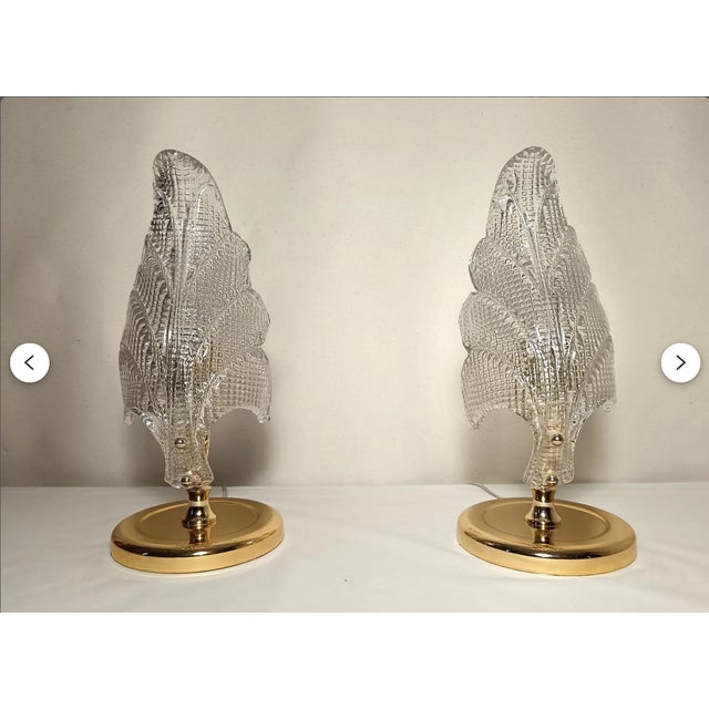 Mid-Century Modern Brass Lamps in Murano Glass from Barovier, Set of 2 For Sale - Image 3 of 9