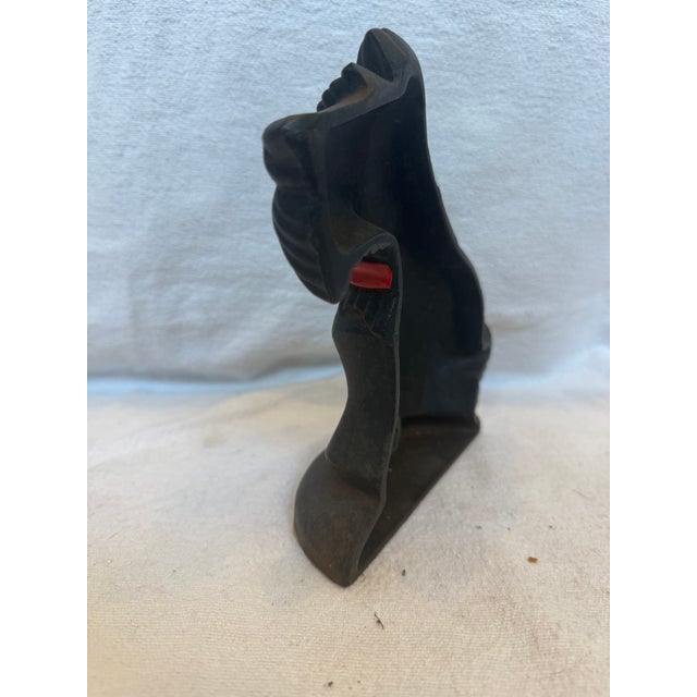 Black 1940s Cast Iron Scottie Door Stop With a Christmas Red Bow For Sale - Image 8 of 10