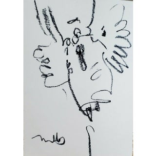 Contemporary Minimalist Figurative Oil Pastel Drawing of an Angel by Jose Trujillo For Sale