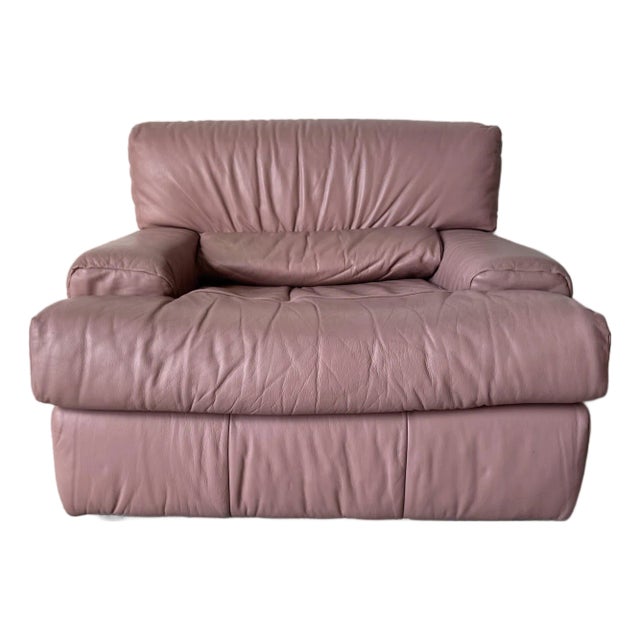 1980s Italian Postmodern Salotti Natuzzi Pink Leather Lounge Chair/ Sold For Sale