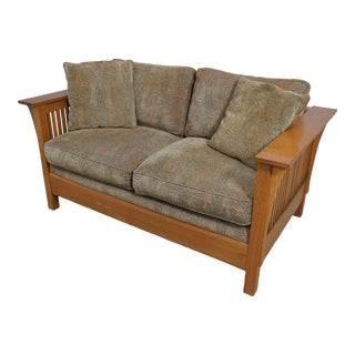 Stickley Mission Oak Prairie Style Arts & Crafts Loveseat For Sale