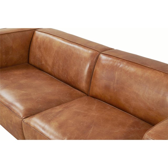 Black Henry Industrial Modern Leather Sofa - Black For Sale - Image 8 of 12