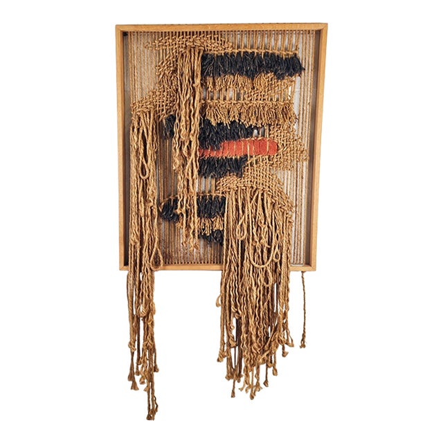 1970s Mid-Century Hand Woven Textile Wall Hanging For Sale