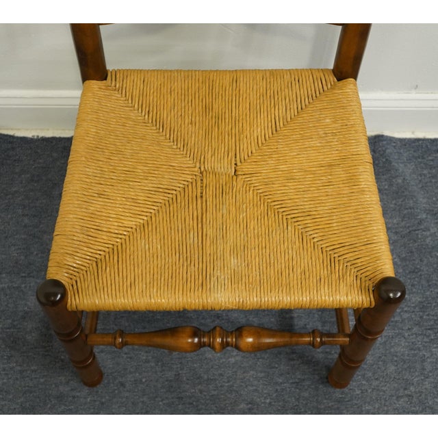 Late 20th Century Ethan Allen Heirloom Nutmeg Maple Colonial Early American Ladderback Rush Seat Dining Side Chair For Sale - Image 5 of 9