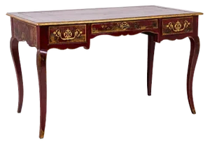 Louis XV Flat Desk Decorated with Lake Scenes, 1800s