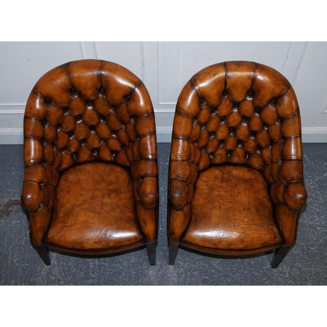 Vintage English Chesterfield Chairs in Hand Dyed Leather, Set of 4 For Sale - Image 18 of 18