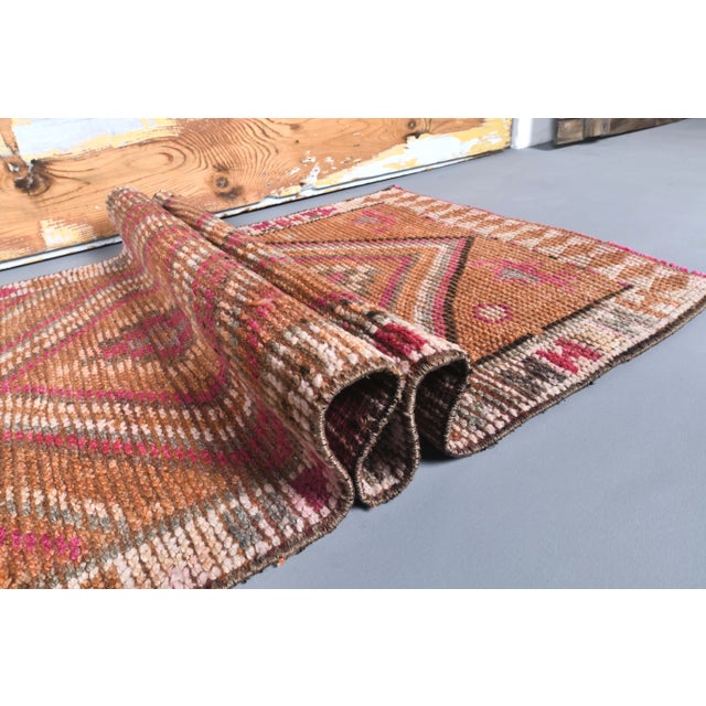 Vintage Turkish Hand-Knotted Runner Rug is a semi-Vintage rug.'60s Eastern region of Turkey's unique rug is perfectly...