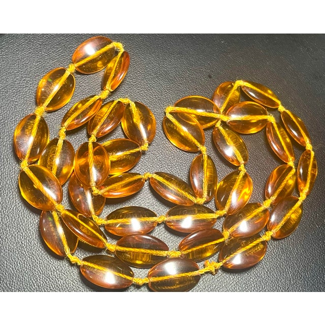 Glass 1930s Golden Yellow Amber Bohemian Czech Glass Beaded Necklace For Sale - Image 7 of 9