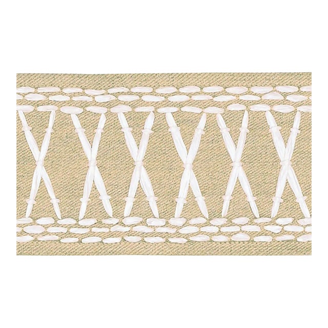 Schumacher Tikki Tape Trim in Palm - 2+ Yard Remnant For Sale