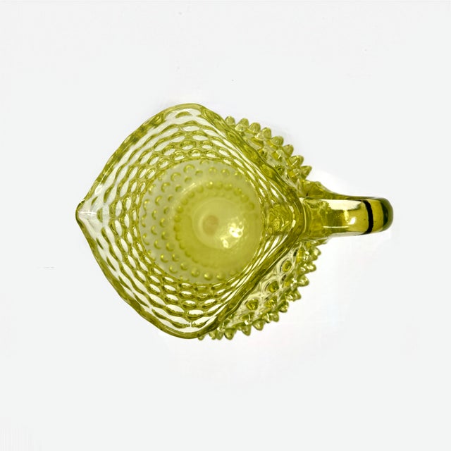 Late 19th Century Antique Victorian Hobbs Brockunier Uranium Glass Hobnail Pitcher For Sale - Image 5 of 7