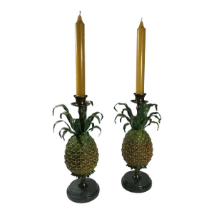 1990’s Petite Choses Pineapple Candlsticks - a Pair