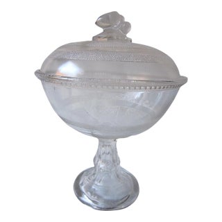 Victorian Glass Footed Compote, Acorns For Sale