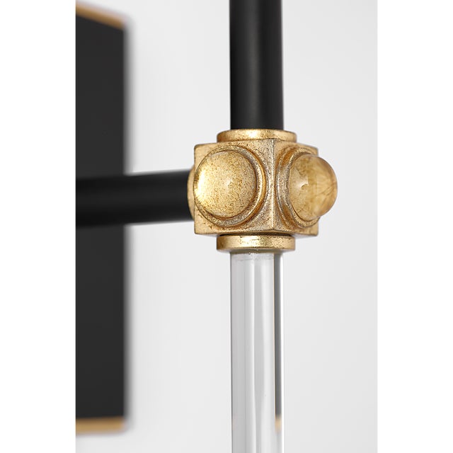 Julie Neill for Visual Comfort Signature Lucia 21" Cordless Sconce in Matte Black and Crystal with Linen Shade For Sale - Image 11 of 13