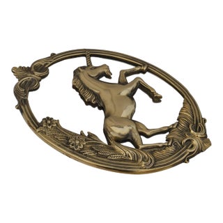 1970s Solid Brass Unicorn Mirror For Sale