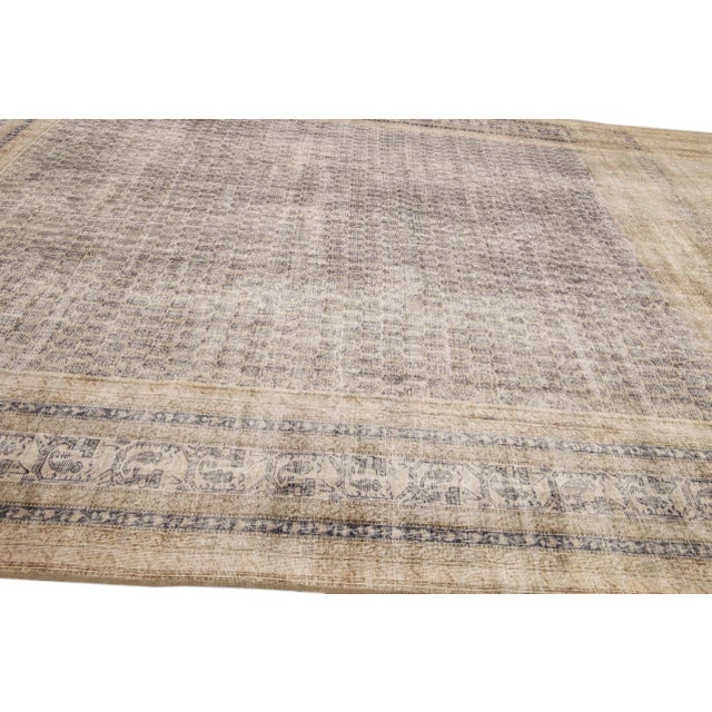 Beige Antique Sivas Handmade Allover Designed Beige Oversize Wool Rug For Sale - Image 8 of 9