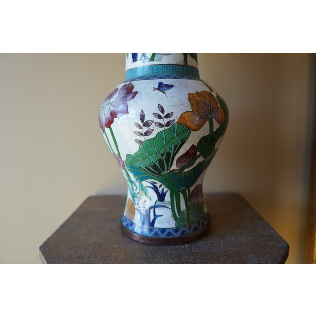 1980s Vintage Porcelain Flower Tall Vase For Sale - Image 5 of 13