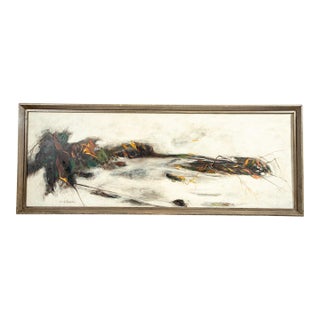 John D. Boison Large Organic Abstract Oil Painting, 49" Long For Sale