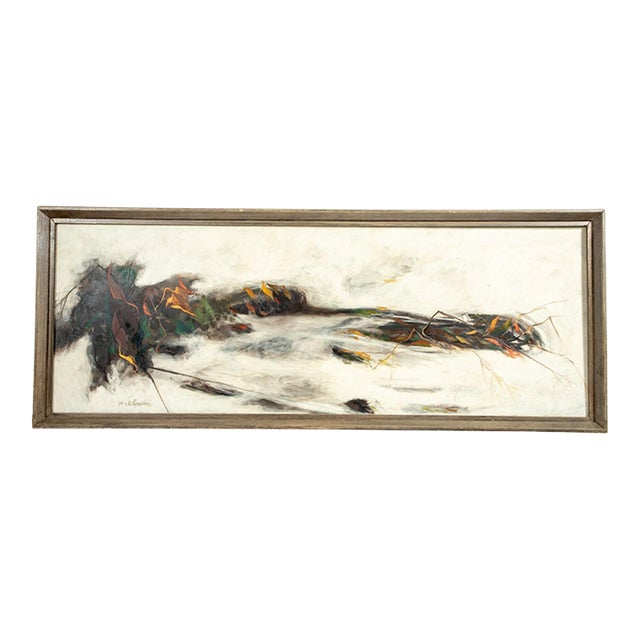 John D. Boison Large Organic Abstract Oil Painting, 49" Long For Sale
