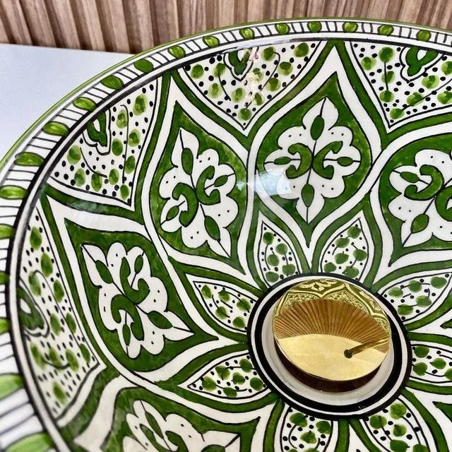 Green Green Ceramic Countertop Round Handmade Sink for Bathroom For Sale - Image 8 of 8