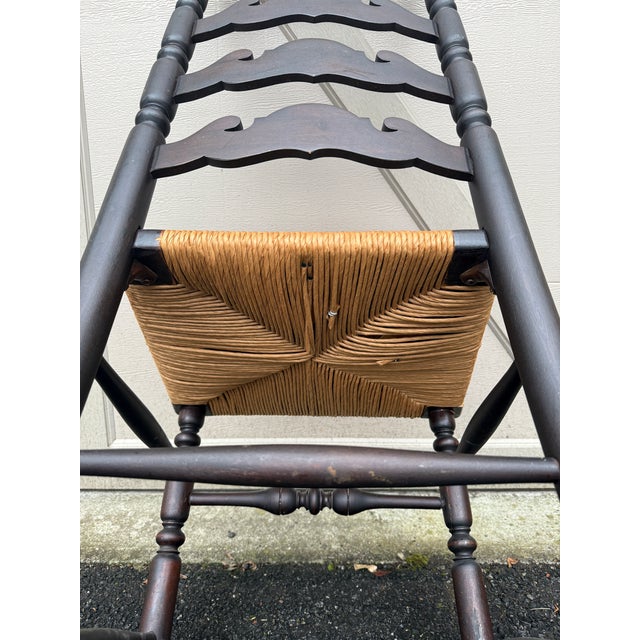 Antique English High Ladder Back Rush Seat Side Chair For Sale - Image 13 of 18