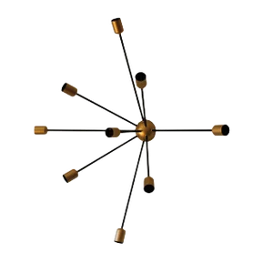 Vintage Black and Gold Sputnik 9-Armed Wall Lamp by Juanma Lizana