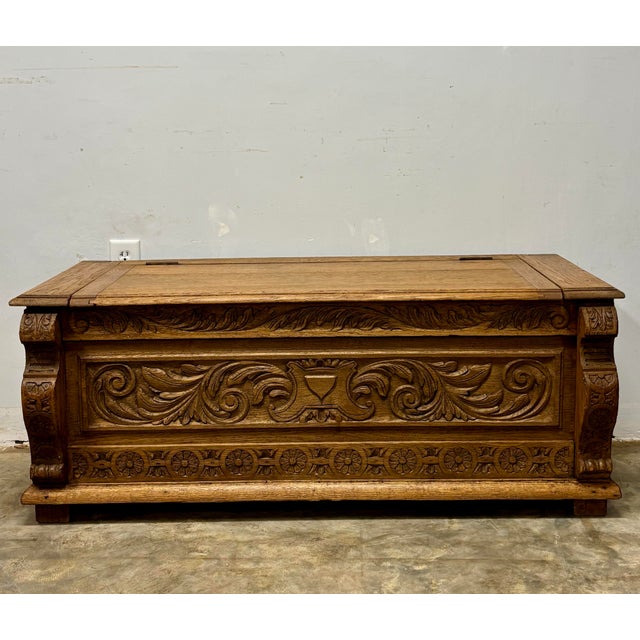 English Antique English Oak Blanket Chest For Sale - Image 3 of 10
