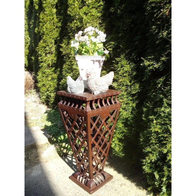 Hand-Riveted Iron Flower Column, 1980s For Sale - Image 3 of 12
