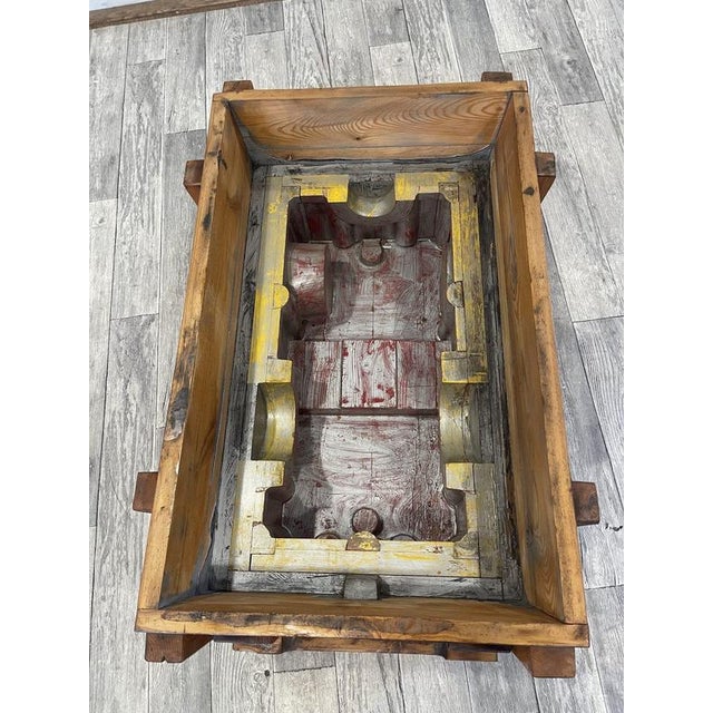 Glass Vintage Industrial Coffee Table in Wooden Molds by Locomotive Factory in Martin, 1950 For Sale - Image 7 of 10