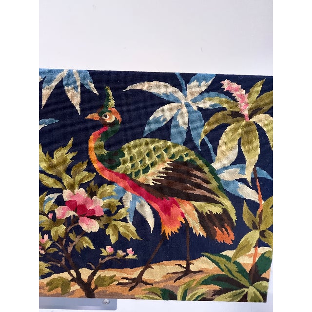 Vintage French Needlepoint Tapestry Birds of Paradise For Sale - Image 4 of 11