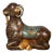 Asian Wood Hand-Painted Figure of a Recumbent Ram For Sale