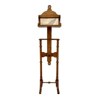 Mid 20th Century Traditional Oak Adjustable Vanity Mirror Valet Stand For Sale