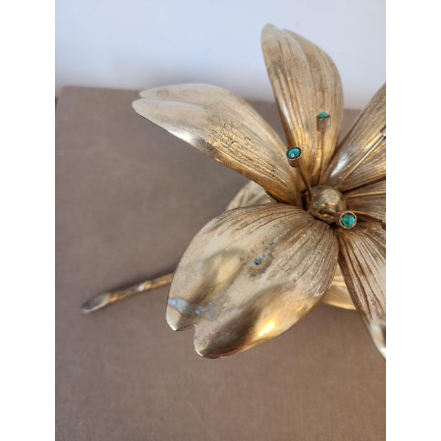 9 x 7.6 x 4.25 inches 22.9 x 19.3 x 10.8 cm Weight 815 g Stunning vintage Italian gilt brass flower candle holder in the...
