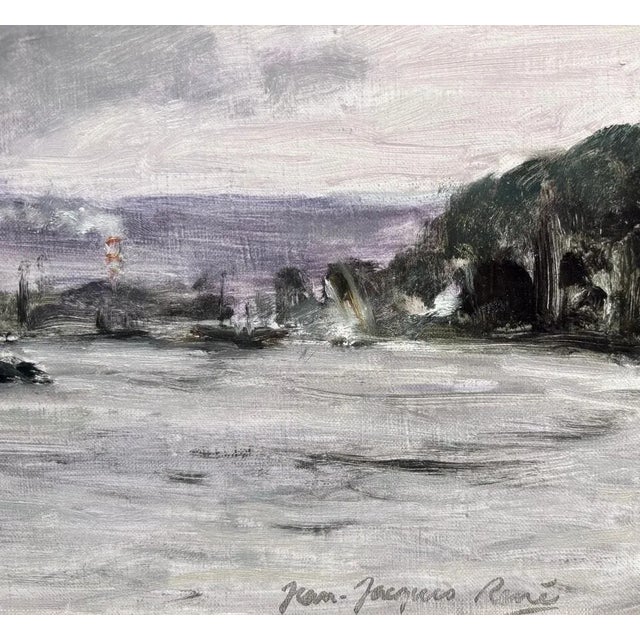 Modern Jean Jacques Rene, The Seine Near Rouen, 1972, Oil on Canvas, Framed For Sale - Image 3 of 6