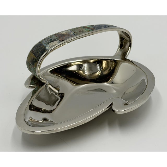 1960s Los Castillo Taxco Silver Plate Malachite & Lapis Catchall Dish, Mexico 1960s For Sale - Image 5 of 18