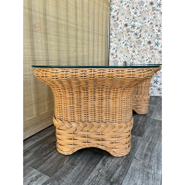 A Pair of Coastal Style Braided Rattan Side Tables. Circa 1980s. For Sale - Image 13 of 18