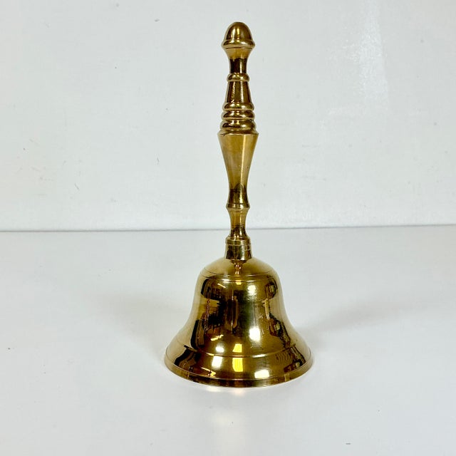 Mid-Century Modern 1970s Mid-Century Brass Dinner or Front Desk Chime Bell Decorative Object. For Sale - Image 3 of 12