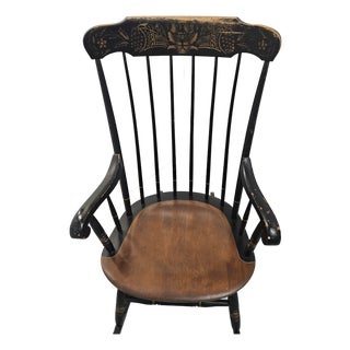 Vintage Ebonized Hitchock Rocking Chair For Sale